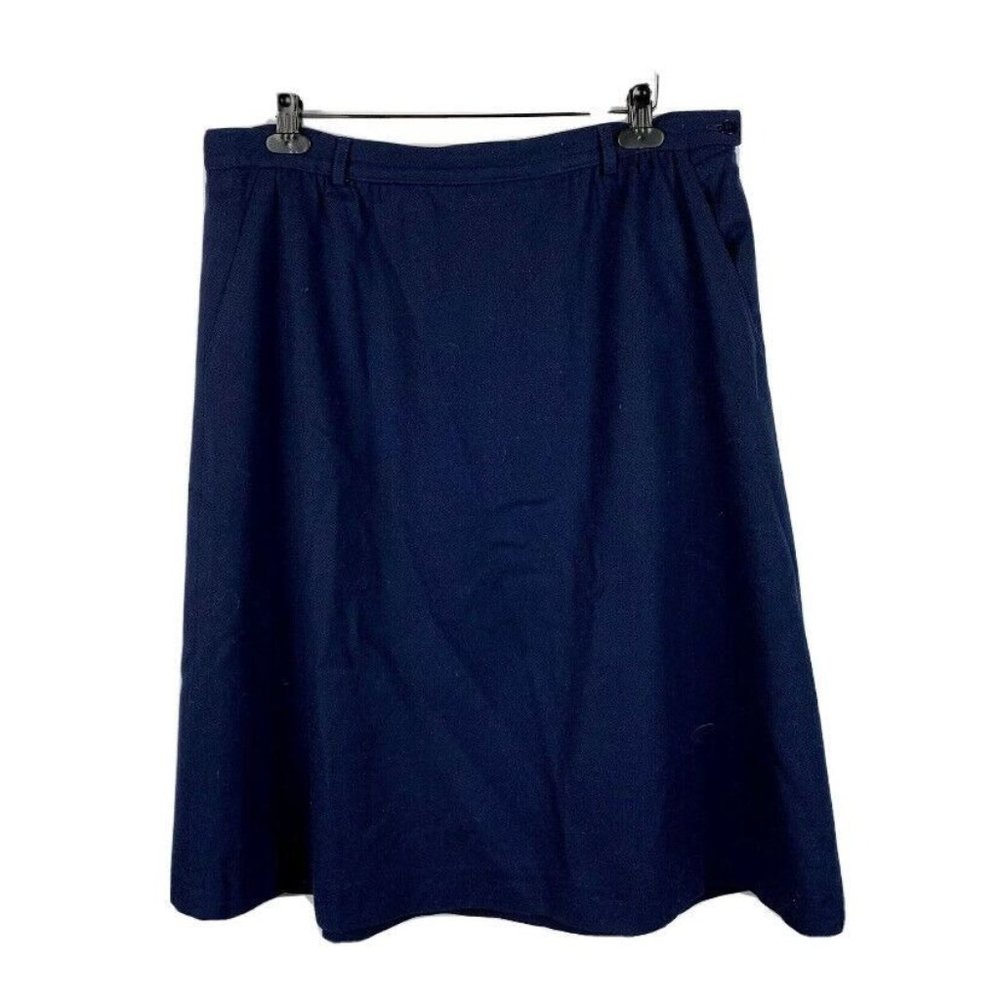 Vintage Pendleton Womens Size 34 Skirt Virgin Wool Lined Solid Dark Blue Pockets